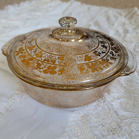 VTG 50s GEORGES BRIARD Fire King CHAFING DISH/CASSEROLE SERVING MCM - Picture 1 of 14
